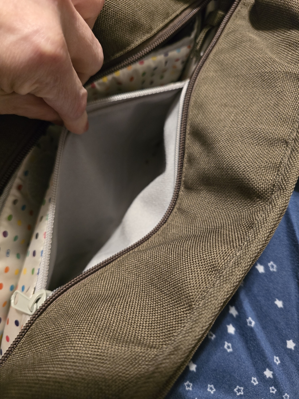 Olive Canvas Green Laptop Tote Multicolor Polka Dot Interior By OGIO - Picture 7 of 11